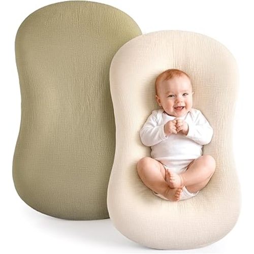 Termichy Baby Lounger Cover Muslin: Soft Cotton Slipcover for Snuggle Me Lounger - Removable & Machine Washable for Daily Use - Zipper-Free & Skin-Friendly for Newborn Girls and Boys