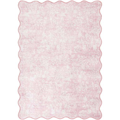 Mainstays Pink Feather Faux Fur Scalloped Indoor Area Rug, 5'x7'