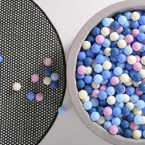 GOGOSO Cream Ball Pit Balls 100 Balls, 2.2 Inch Ball Pool Balls for Baby Fun Toys, Different Shaped for Toddler Ball Pit, Boys Girl Kids Birthday, Tent,Slides