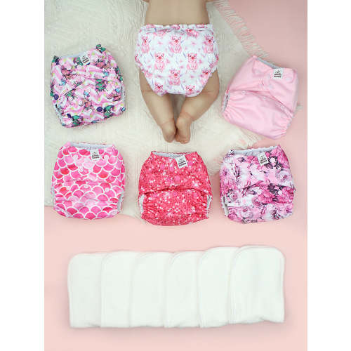 POCKET DIAPER 3.0 WITH INSERTS - 6 PACK(Lovely Pink) – Mama Koala