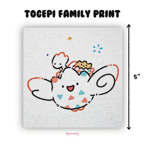 Togepi family watercolour mini art print