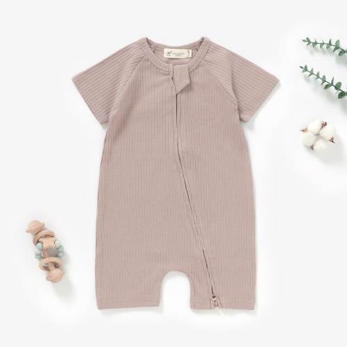 Tiny Alpaca | Organic Natural Cotton Baby Short Sleeve Romper | 0-2 Years | Gender Neutral | Ribbed Baby Rompers | Baby Shower Gift |