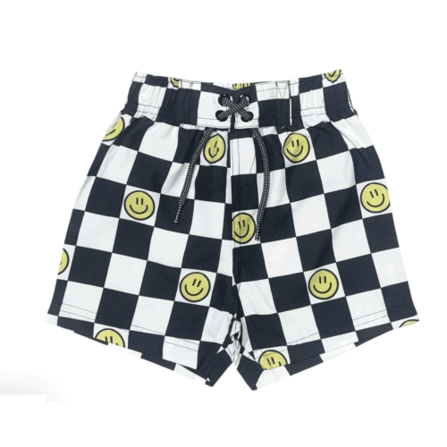 SMILEY CHECKERED SWIM TRUNKS | MISH MISH | Mini Dreamers