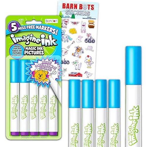 Bendon Publishing Imagine Ink Markers Only Replacement Bundle - 5 Pc Imagine Ink Markers Refill Separates Set for Imagine Ink Coloring Books for Kids with Stickers