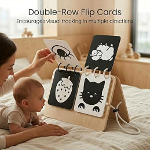 Amazon.com: Woodtoe 2-in-1 Tummy Time Mirror, 0-180°Adjustable Montessori Baby Toys | Double-Sided Design with High Contrast Black & White Cards, Shatterproof Baby Mirror for 0-18 Months Newborns Infants