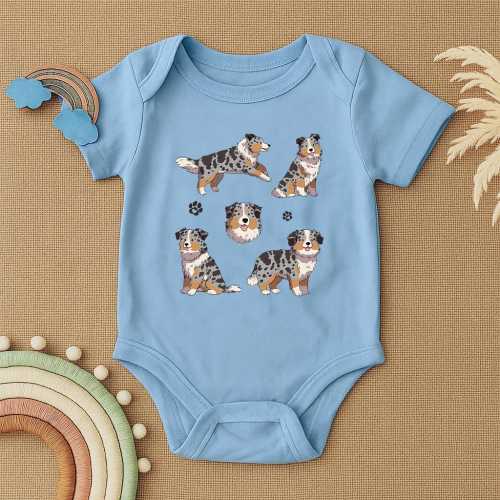 Australian Shepherd Baby Bodysuit, Cute Aussie Dog Baby Outfit, Dog Lover Infant Clothes, Puppy Baby Shower Gift, Animal Baby Romper