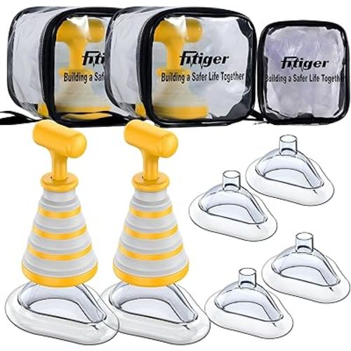 Choking Rescue Device 2 Pack, Anti Choking Device for Baby and Adults, Fitiger FoldPumpVac Airway Suction Device, First Aid Kit for Children and Adults