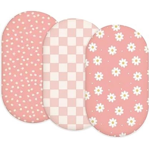 Bassinet Sheets for Baby Girls Boys 2 Pack, Fitted Baby Mattress Sheet for Rectangle, Oval, Hourglass Bassinet Mattress, Breathable Cozy & Universal Fit (Blush Berry)