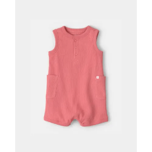 Baby Waffle-Knit Sleeveless Romper - Orange | Carter's