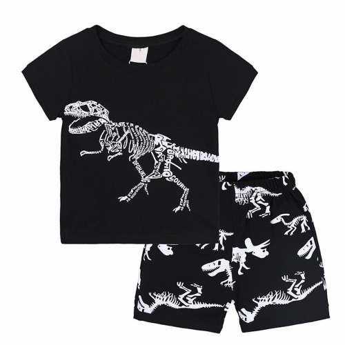 Zanarzt Toddler Summer Clothes for Boys Baby Boy Clothes Toddler Boy Summer Outfits Short Sleeve Top T shirt shorts Set 2 Piece Black,1-2 Years