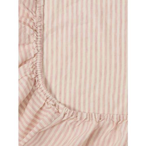 Pink Striped Linen Bassinet Sheet