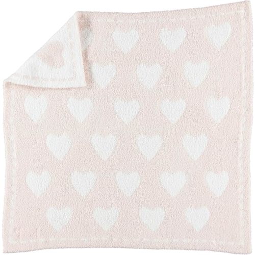Barefoot Dreams® CozyChic® Dream Receiving Blanket, Pink-White Hearts, 30"x30"