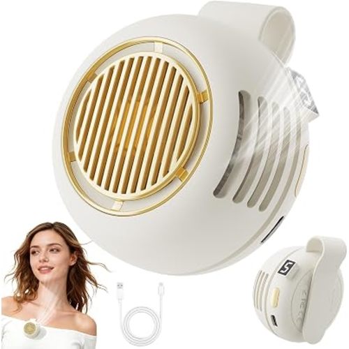 UNIWA Portable Silent Mini Bladeless Fan Clip On, 5 Speeds- Apricot