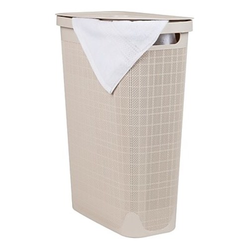 Mind Reader 10.57-Gallon Hamper with Lid, Plastic, Ivory (40FABHAMP-IVO)