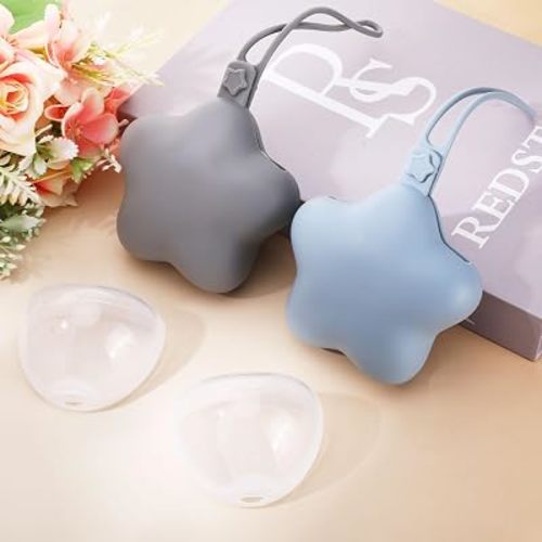 4 Pcs Pacifier Holder Case Set 2 Cover Pouch and 2 Clear Storage Box