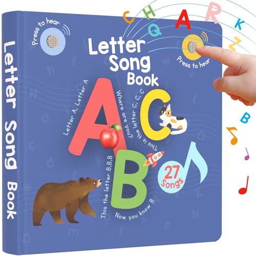 Learning Bugs Interactive Letter Song Book for 1 Year olds – 26 Alphabet Songs, Nursery Rhyme Tunes, ABC Recital for 2 Year olds, Sturdy Pages – Perfect Toy and Gift for Toddlers Ages 1-3