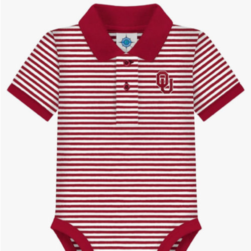 Creative Knitwear College Baby Striped Polo Bodysuit - Team Logo, Multiple Colors, for Boys & Girls (0-12 Months)
