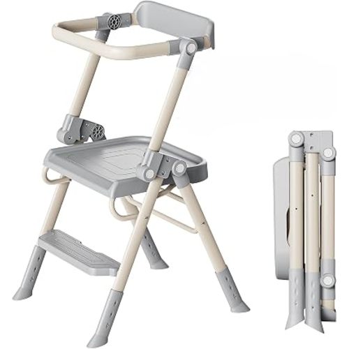 Toddler Step Stool, Kids Toddler Tower Foldable, Pro-A Structure for Maximum Stability, Kitchen Stool Helper with Anti-Drop Structure and Safety Railing, Ultra-Secure, Ideal for Toddlers & Youngsters