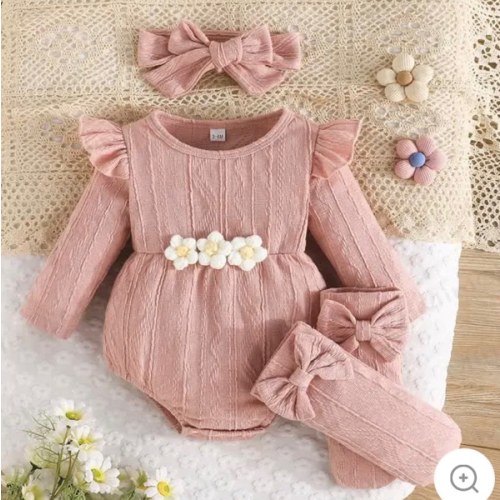 Baby Flower Bodysuit Headband Socks