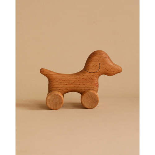 Handmade Wooden Mini Dog Push Toy