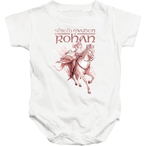 Popfunk Lord of the Rings War of the Rohirrim HERA SHIELDMAIDEN OF ROHAN Maiden Horse Run Unisex Infant Snap Suit for Baby, White, Medium