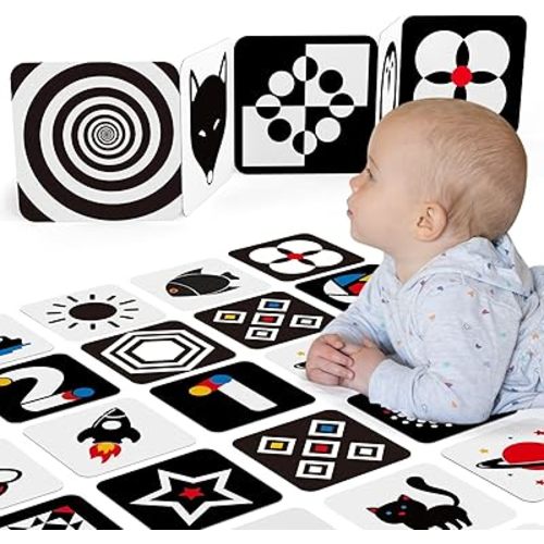 Newborn Toys High Contrast Baby Flashcards Tummy Time Baby Cards 0-6 Months Black and White Infant Toys 0-3-6 Months Montessori Sensory Cards 20 PCS 6''×6'' Visual Stimulation