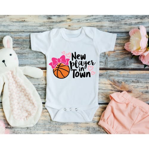 Baby girl basketball, Basketball pregnancy announcement, Baby shower gift, Baby basketball clothes, New player in town, Basketball fan gift