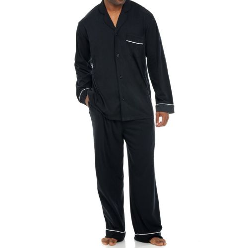 ADR Mens Classic Knit Pajamas Set Black Large