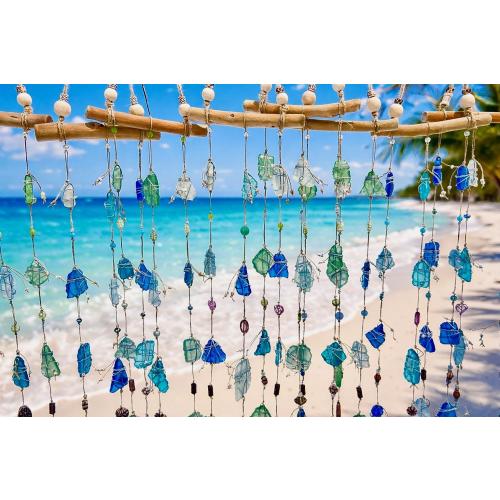Sea Glass Mobile: Wire-Wrapped Beach Decor with Driftwood Coastal decor Ocean theme gift