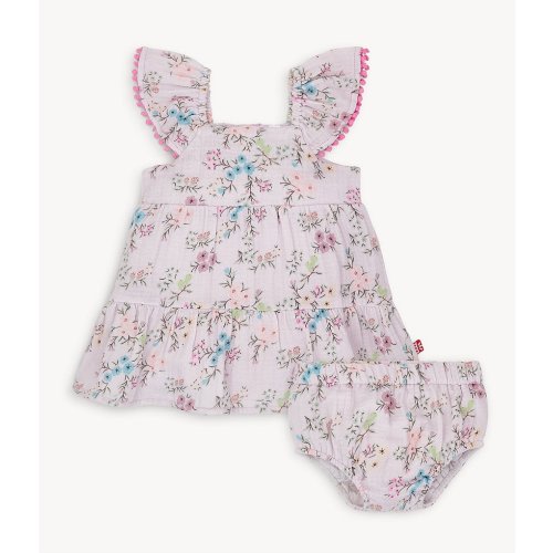 Magnetic Me Baby Girls 9-24 Months Emily Floral Flutter Sleeve Poplin Dress