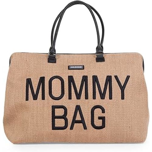 Childhome Original Mommy Bag - Large Baby Diaper Tote, Hospital and Travel Bag, Pregnancy Must Haves (Raffia Natural)