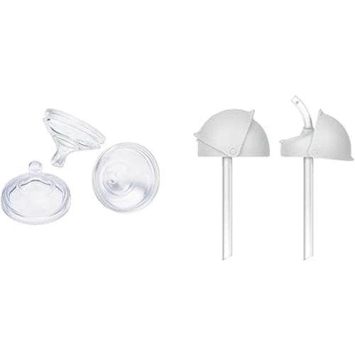 Boon Nursh Silicone Baby Bottle Nipples and Straw Sippy Cup Lids for Boon Nursh Bottles - 3 Count Extra Slow Flow Nipples and 2 Count Conversion Straw Tops