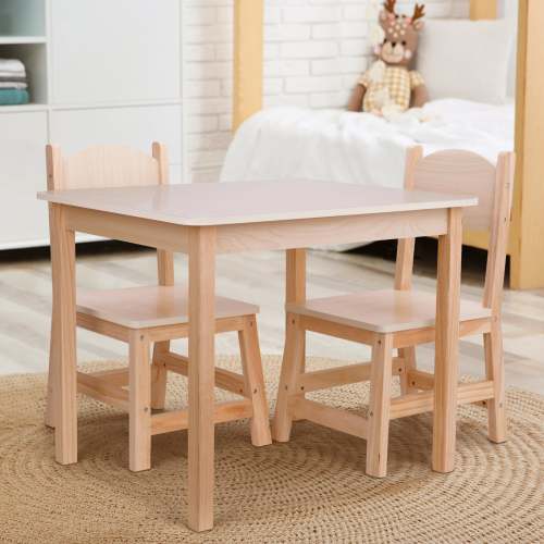 Wood Kids Table and Chairs Set
