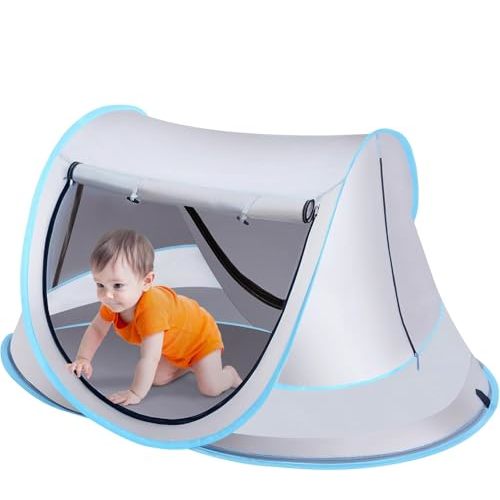 Baby Beach Tent, Pop Up Toddler Travel Bed for Boys or Girls, Sun Shade for Toddler Camping, Infant Portable Sun Shade, Summer Beach Baby