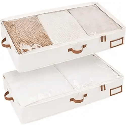 StorageWorks Large Under Bed Storage Containers with Handles and Label Holder, 2 Pack Ultra-thick Fabric Underbed Bins, Closet Organizer for Clothes, Blankets, Sweater