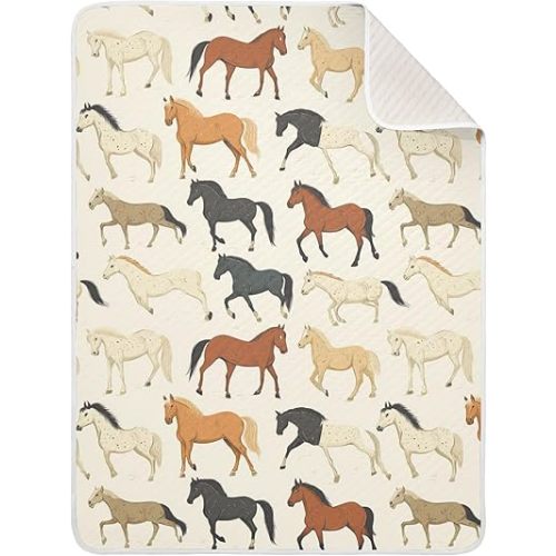 Vintage Horse Baby Blankets Soft Warm Crib Stroller Blanket for Toddler Newborn Girl Boy 30x40in