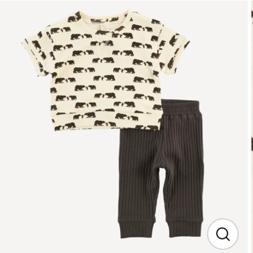 short sleeve relaxed cuffed jogger set | bears | organic cotton interlock