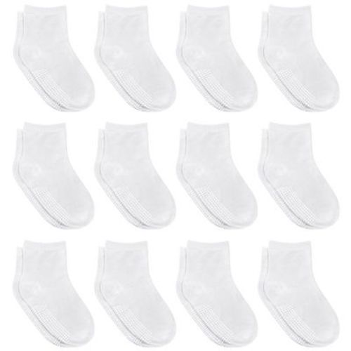 Debra Weitzner Toddler Non-Slip Socks with Grips for Boys & Girls – 12 Pairs 1-3T White