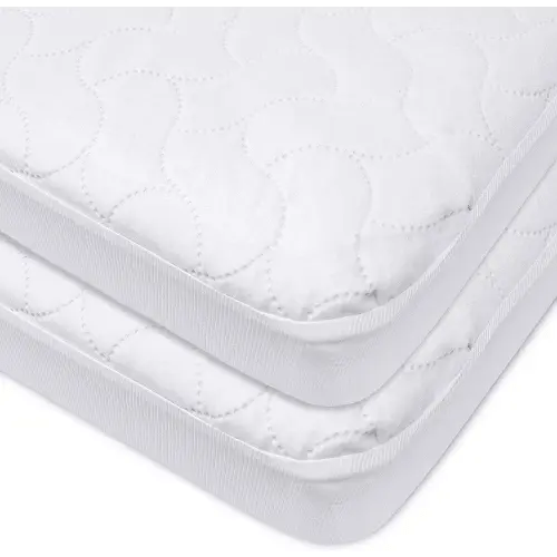 American Baby Company 2 Pack Waterproof Fitted Porta/Mini Crib Mattress Protector, Quilted and Noiseless Mini Crib Pad Cover, White, 38"x24"x5"