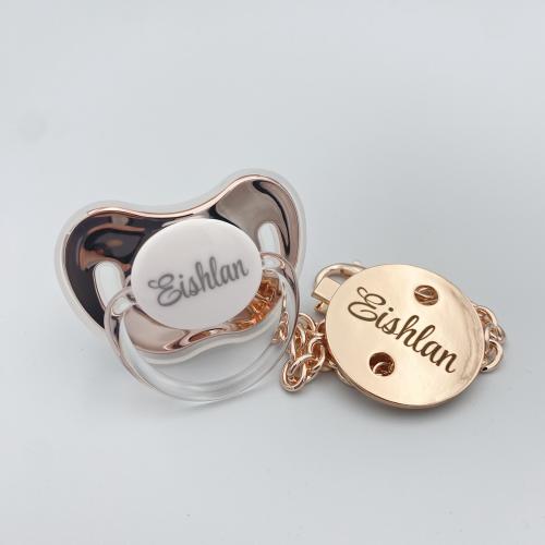 Luxury Custom Pacifier & Rose Gold Clip: Engraved Baby Soother