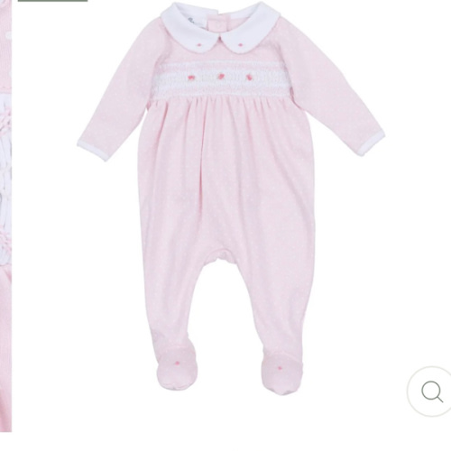 Mia's Classic Smocked Embroidered Footie - Pink