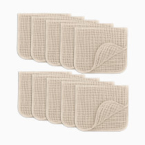 Comfy Cubs 6-Layer Muslin Burp Cloths Set - Sand, 10