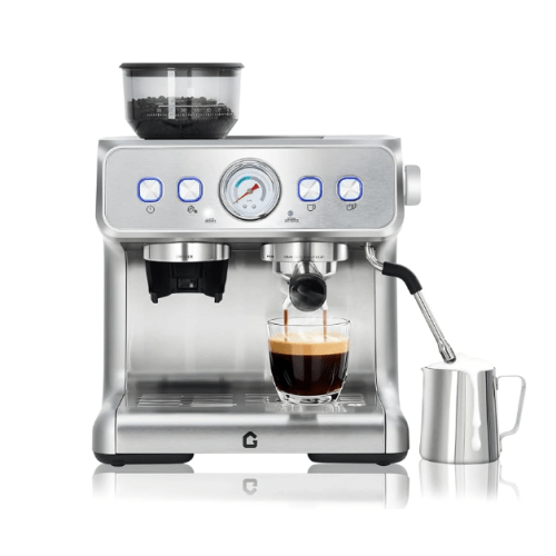 Garvee 20 Bar Pressure Stainless Steel Machine with Grinder, 2.8L Removable Water Tank, Milk Frother Steam Wand for Latte/Cappuccino