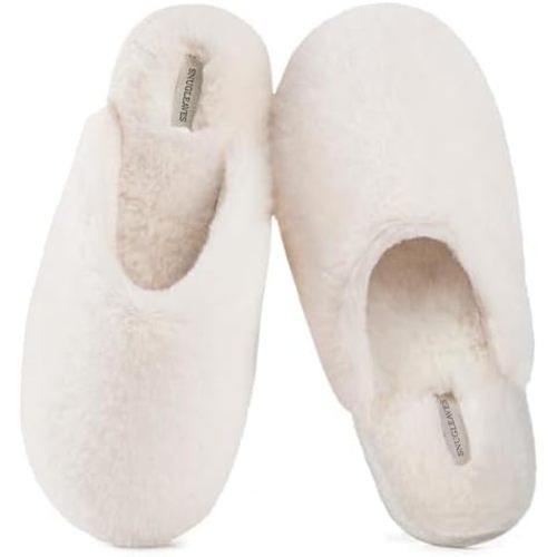 Snug Leaves Women's Fuzzy Scuff Slippers Soft Comfy Memory Foam Non-slip Indoor House Shoes