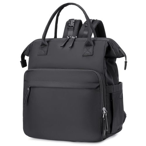 Convertible Diaper Bag Tote, Wide Open Top 14 Pockets Nappy Backpack with Stroller Buckle, Water-resistant (Black, Extra Large)