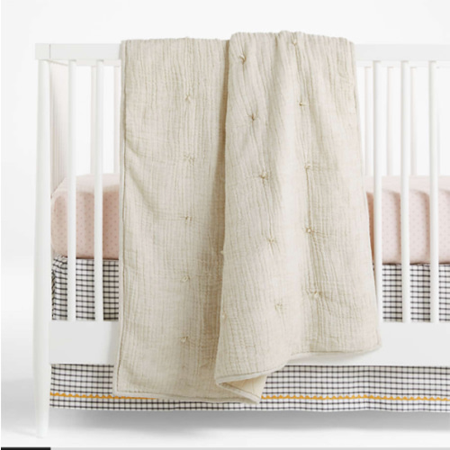 Aire Stone Tan Crinkle Organic Cotton Baby Crib Quilt