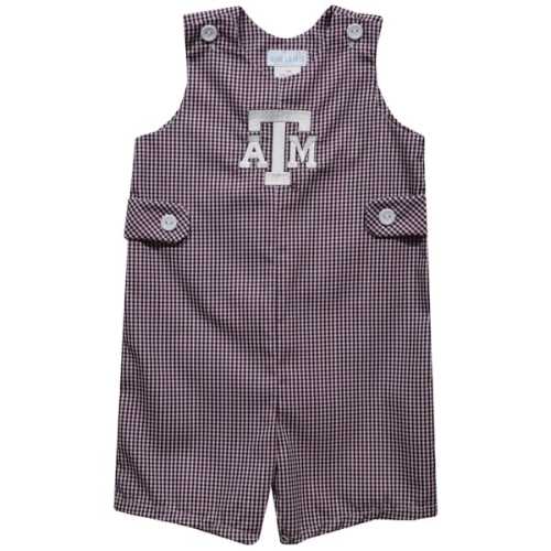 Texas A&M Aggies Vive La Fete Toddler Gingham Jon Jon Romper - Maroon