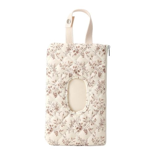 MISSMILE Quilted Baby Wipe Holder Floral Wipe Pouch Portable Hanging Wet Wipes Bag for Stroller, Travel Portable Baby Wipe Holder