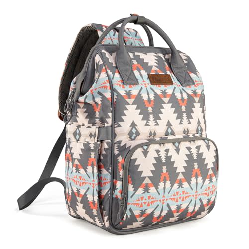 Montana West Wrangler Callie Diaper Bag Backpack with Stroller Straps Southwestern Multifunction Baby Travel Bag WG2210-9110GY