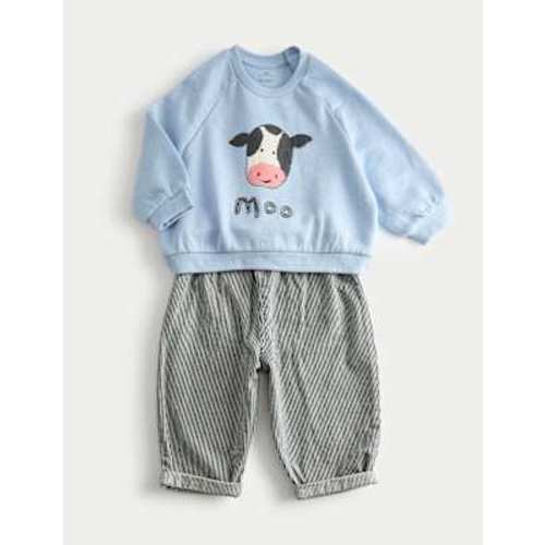 2pc Cotton Rich Cow Top & Bottom Outfit
